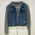 Hollister mix media hooded distressed denim jacket Photo 0