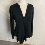 #135 WILT Plunge Neck Layered Slub Tee Black Size M Photo 4