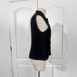 Christopher & Banks  Black Vest with 100% Pig Leather Front - sz S Photo 2