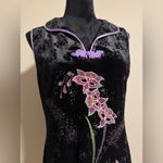 NWT Silver Dragon Black and Purple Crushed Velvet Floral Dress size large Size M Photo 1