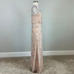 Adrianna Papell  Beaded Embroidered A-Line Evening Gown Pink Size 6 Formal Dress Photo 2