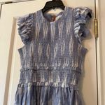 Saylor Zinnia Blue Ruffled Ikat Voile Mini Dress Size Small Photo 4