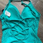 Laundry by Shelli Segal Teal Laser cut One-Piece Swimsuit M Photo 6