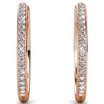 Cate & Chloe Bianca 18k Rose Gold Plated Crystal Silver Hoop Earrings Pink Photo 6