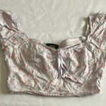 SheIn  Pink Puff Sleeve Ruched Crop Blouse Photo 0