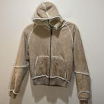 UGG  Suede Leather Hooded Bomber Jacket Size M Photo 1