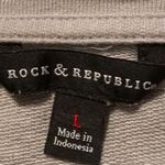 Rock & Republic  Gray Born To Rock Long Sleeve Shirt L Beads frayed rhinestone Photo 5