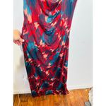 Ulla Johnson Red Green Abstract Boat Neck Side Ruched Livia Dress size Medium Photo 4