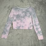 American Eagle  Shirt Womens XL Pink Gray Waffle Knit Crop Thermal‎ Casual Lounge Photo 2