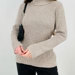 vtg y2k heathered oatmeal fitted turtleneck sweater top size xl Photo 3
