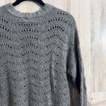 American Eagle  Women's Small  Gray Pointelle Knit Sweater Soft Cozy Boho Style Photo 14