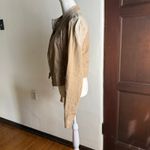 TWINSET by Simona Barbieri | Tan Linen and Vegan Leather Moto Light Jacket Large Photo 1