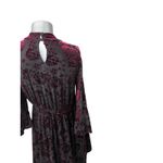 Modcloth  Very Visionary Red Floral Velvet Burnout Large Bell Sleeve Dress Photo 4