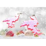 Christmas Flamingo Earrings New Santa Hat Holiday Lights Glitter Accents… Pink Photo 9