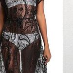 [Costyleen] White Fringe Hem Scoop Neck Sheer Beach Swim Coverup NWT Sz Medium M Photo 1