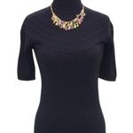 Cache Moc Neck Peek A Boo Pointelle Knit Stretch Top New Black $88 NWT Photo 1