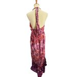 Funky People Floral Halter Maxi Dress Large Boho Pink Purple Sequin Cotton Lined Photo 3