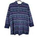 Lucky Brand Blue Multicolor Hooded Lightweight Pajama Fleece Tunic Size XL Photo 0