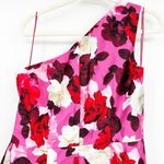 Theia Zibeline NEW floral One Shoulder Gown size 8 Pink Photo 7
