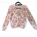 Ann Taylor  Multicolor Floral 100% Cotton Lightweight Knit Cardigan size L Photo 1