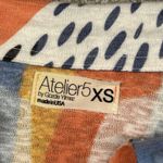 Atelier 5 By Gozde Yilmaz Tunic Top Womens XS 3/4 Sleeve V Neck White Blue Pink Photo 2