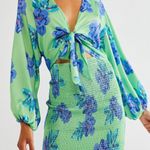 Free People  Mini Dress Cassie Dress Lime Blue Size S Summer Dress Photo 0