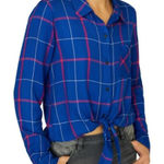 Sanctuary Haley Tie Front Button Down Flannel Shirt Size Small Photo 0