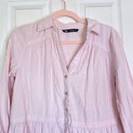 ZARA Short Tiered Shirt Dress Light Pink Long Sleeve Size Small Summer Collared Photo 3