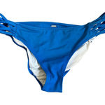 PINK - Victoria's Secret  Blue Lattice Side Bikini Bottoms Size Small Resort Vacay Photo 0