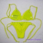 New! Set! It's Now Cool x Free People the frill tri eco neon lime rib bikini, S Green Photo 3