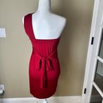 BCBGeneration  Red One Shoulder Jersey Drape And Tuck Dress Size Small Photo 4
