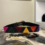 Vintage Leather Suede Triangle Multicolor Belt Photo 2