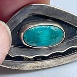 Native American sterling silver turquoise cabochon earrings. Photo 4