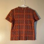 ZARA Madras Top Women Size Medium Burnt Orange Black & Beige Photo 1