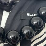 Ellen Tracy Black White Abstract Print Halter Neck Tie Waist Midi Dress Small Photo 1