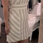 Sharagano  size 4 tan & white striped shift dress Photo 0