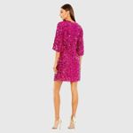 Mac Duggal 10032 Womens Quarter Sleeve High Neck Sequin Embellished Mini Dress Photo 4