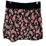 Lands End Board Skort Womens 4 Black Paisley Floral Quick Dry Active Swim Skirt Photo 1