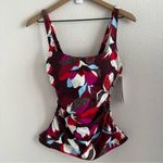 Athleta NWT Square Neck Bra Cup Tankini Swim Top Floral Modest 34D/DD Photo 0