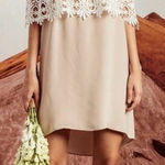 Stone Cold Fox ‎ Strapless Beige Dress with White Lace Photo 0