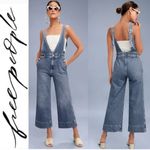 Free People Blue Denim Overalls with Vintage-Inspired Style Sz 4 Photo 1