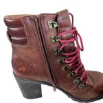 Lucky Brand Joss Brown Leather Block Heel Lace Up High Heeled Boots Size 10 Photo 4