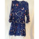 Calvin Klein  Women's Floral A-Line Dress Bell Sleeves Size 8 Blue Fall Cocktail Photo 4