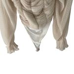 Biashe Women's Size Small Cream Swiss Dot Puff Lace Body Suit Photo 2