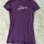 Aeropostale  Womens Classic Crew Tee Purple Sequin Logo‎ T-Shirt XS Photo 0