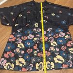 Victoria's Secret XS Navy Blue Multicolor Floral Satin Open Kimono Lace Robe Photo 4