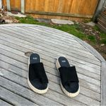 Eileen Fisher Tarry Toe Top Loop Espadrille Wedge Slide Sandals Black Leather 10 Photo 2