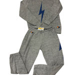 Aviator Nation  Grey Lightning Bolt Set Sweatshirt and Sweatpants Photo 0