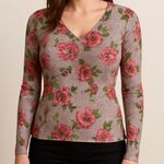 American Vintage Vintage Y2K 2090s 1990s Floral V-neck long sleeve top in pink Photo 0