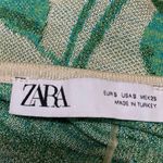 ZARA Green Leaf Print Short Puff Sleeve Tropical Ruched Knit Crop Top Size S Photo 3